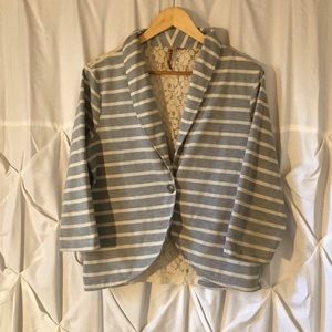 Striped blazer with lace back detailing